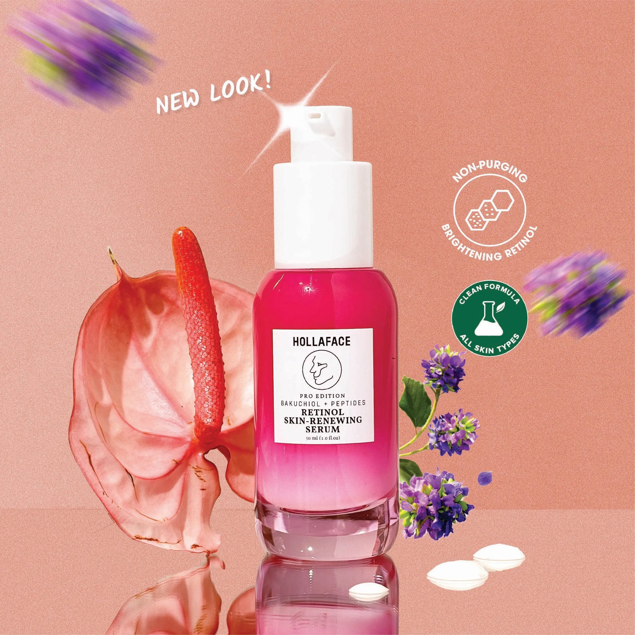 Hollaface Retinol Skin-Renewing Serum (with Bakuchiol + Peptides) (Pro Edition)