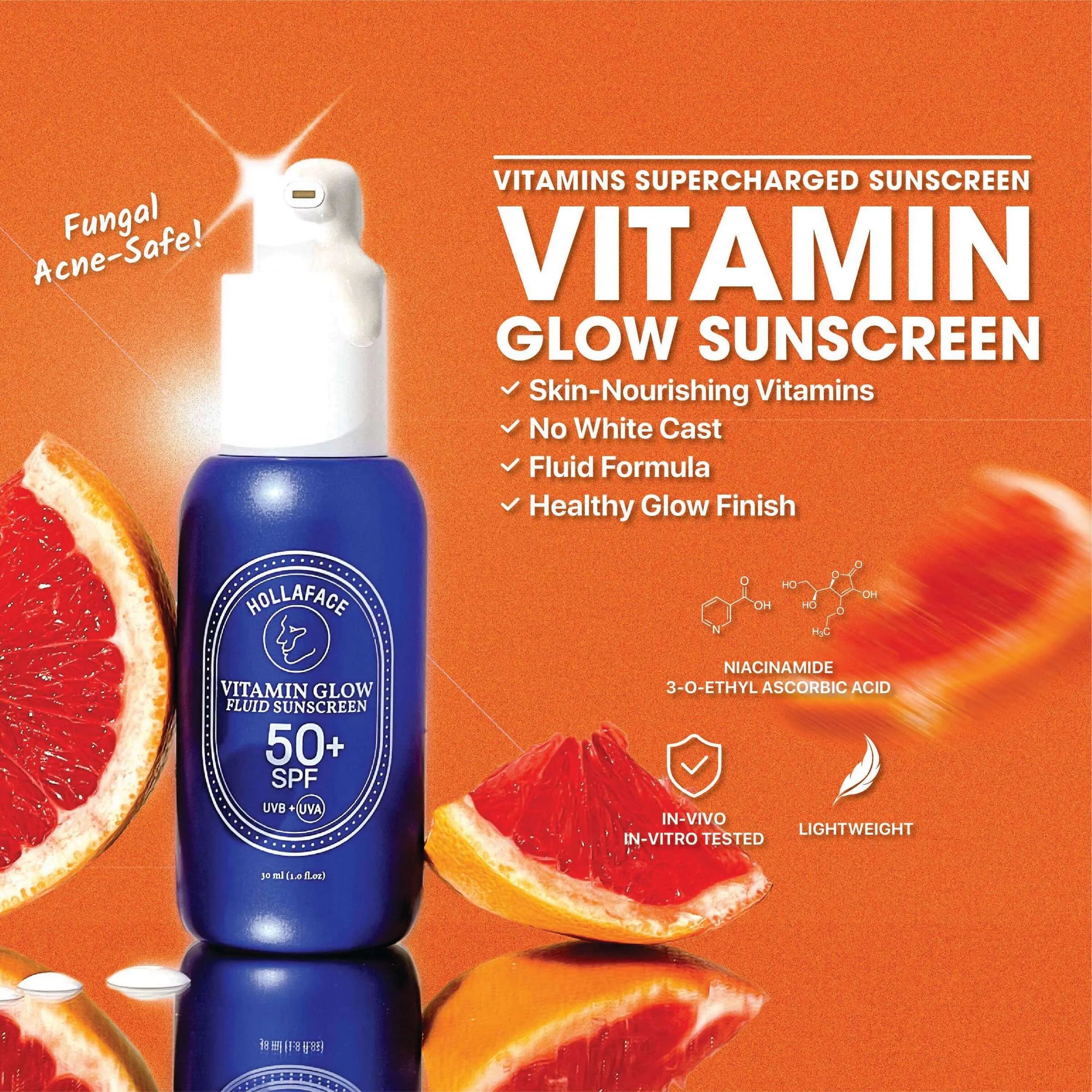Hollaface Vitamin Glow Fluid Sunscreen SPF50+ Broad Spectrum (Blueprint Edition)