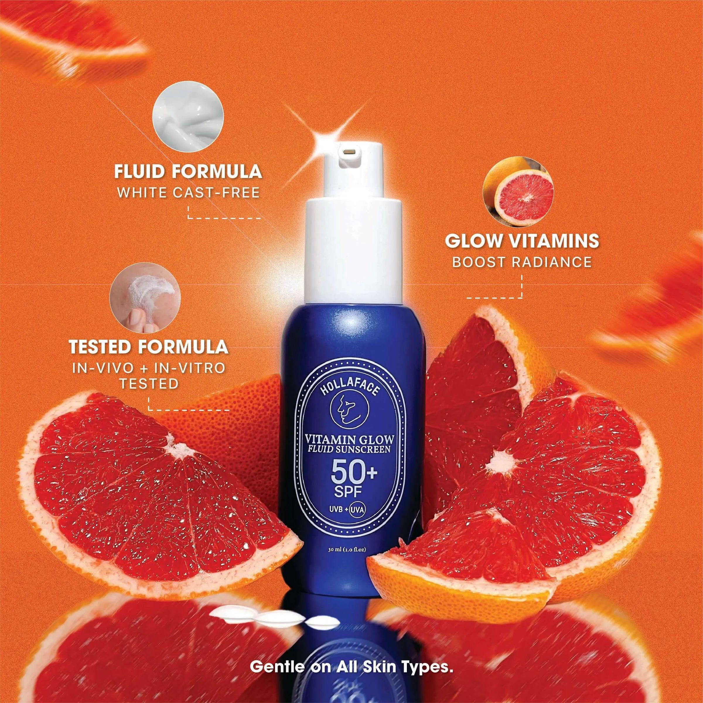 Hollaface Vitamin Glow Fluid Sunscreen SPF50+ Broad Spectrum (Blueprint Edition)