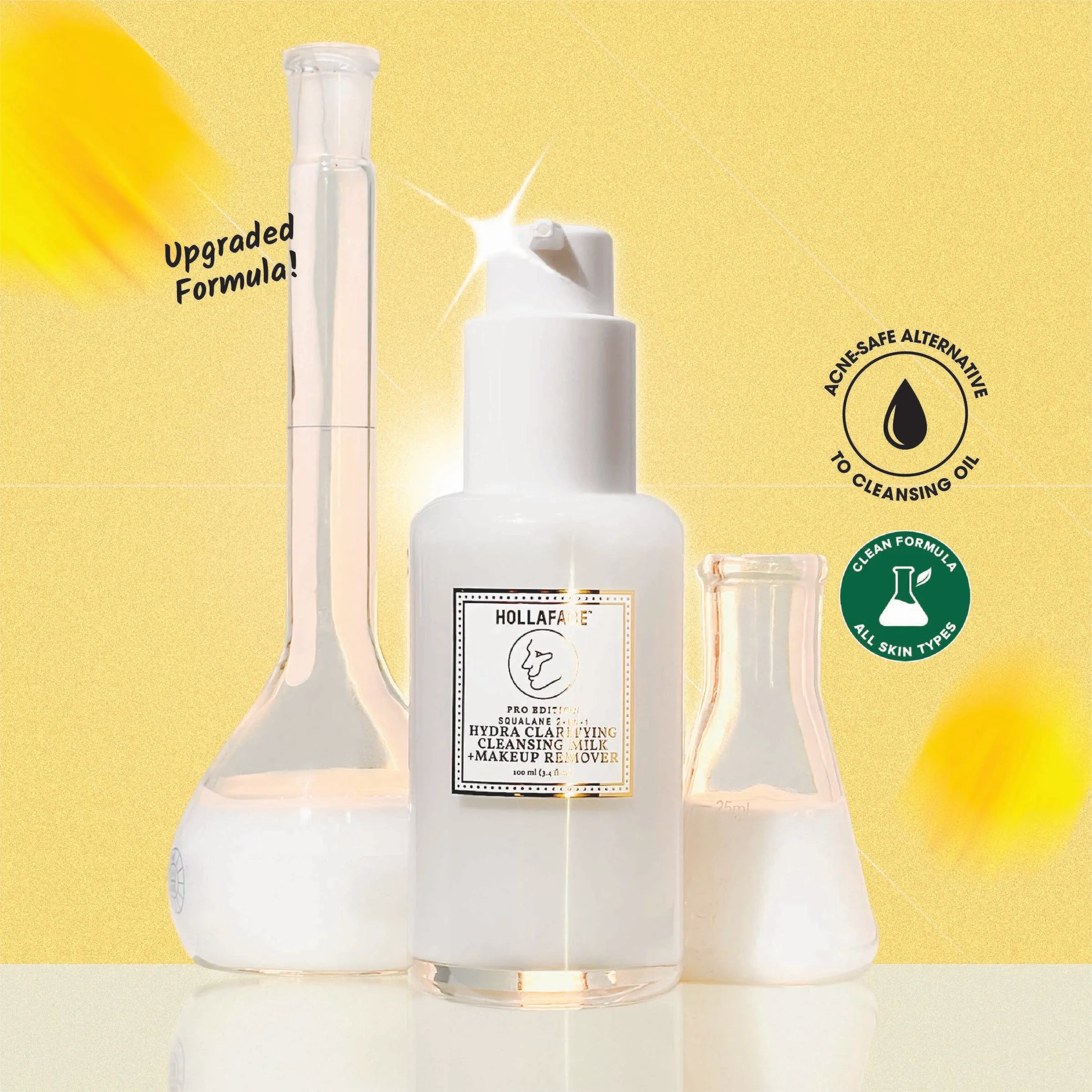 Hollaface Squalane 2-In-1 Hydra Clarifying Cleansing Milk + Makeup Remover (Pro Edition)