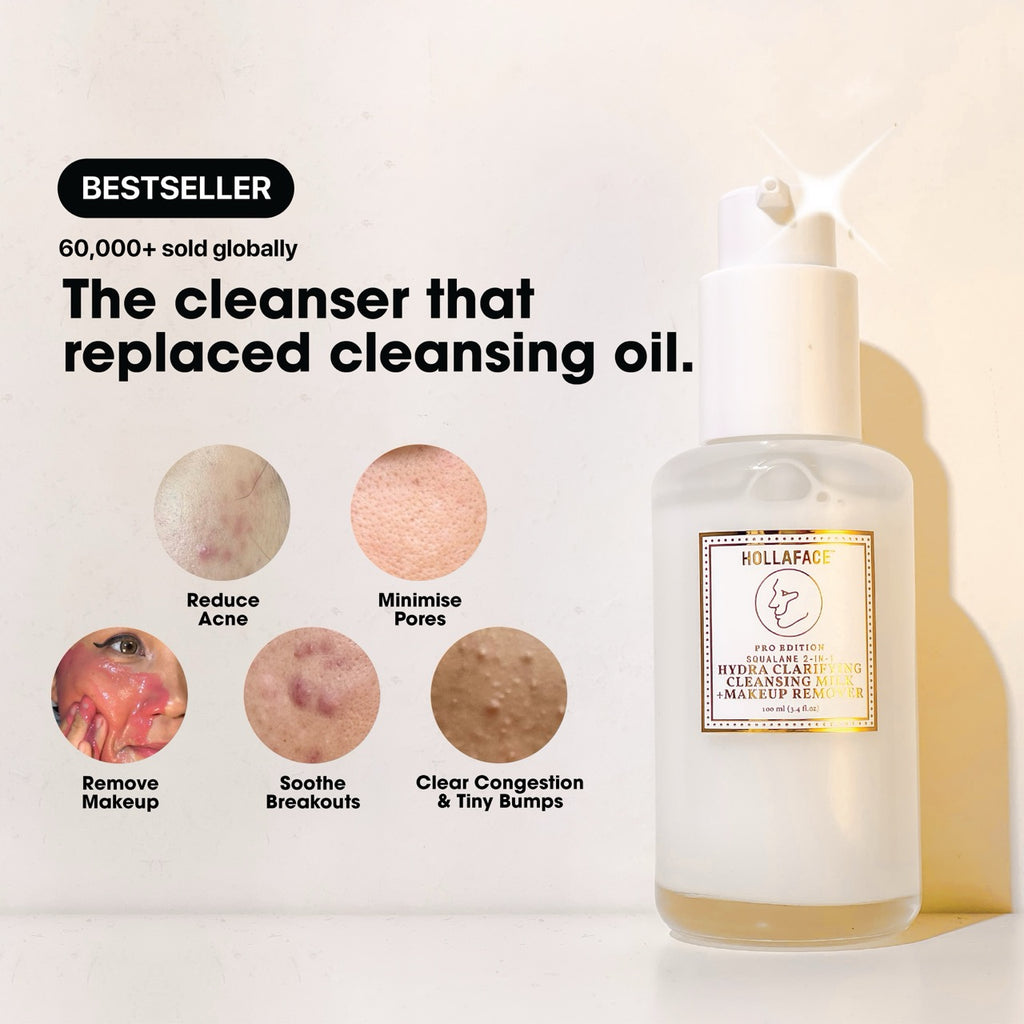 Hollaface Squalane 2-In-1 Hydra Clarifying Cleansing Milk + Makeup Remover (Pro Edition)