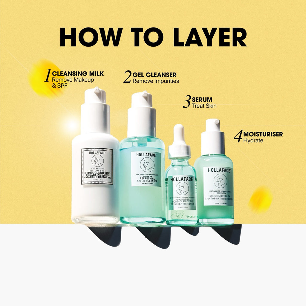 Hollaface Gentle Double Cleansing Bundle (Hollaface Refreshing Facial Cleanser + Hollaface Hydra Clarifying Cleansing Milk)