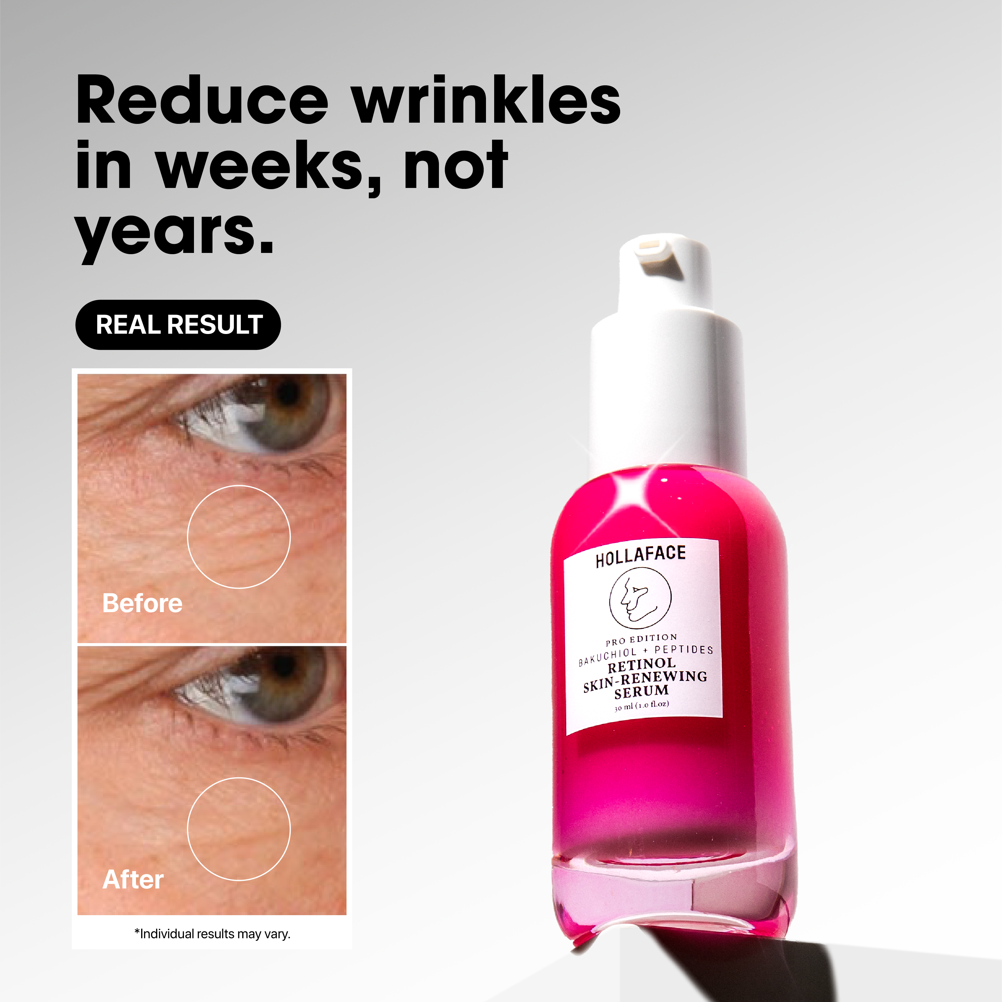 Hollaface Retinol Skin-Renewing Serum (with Bakuchiol + Peptides) (Pro Edition)