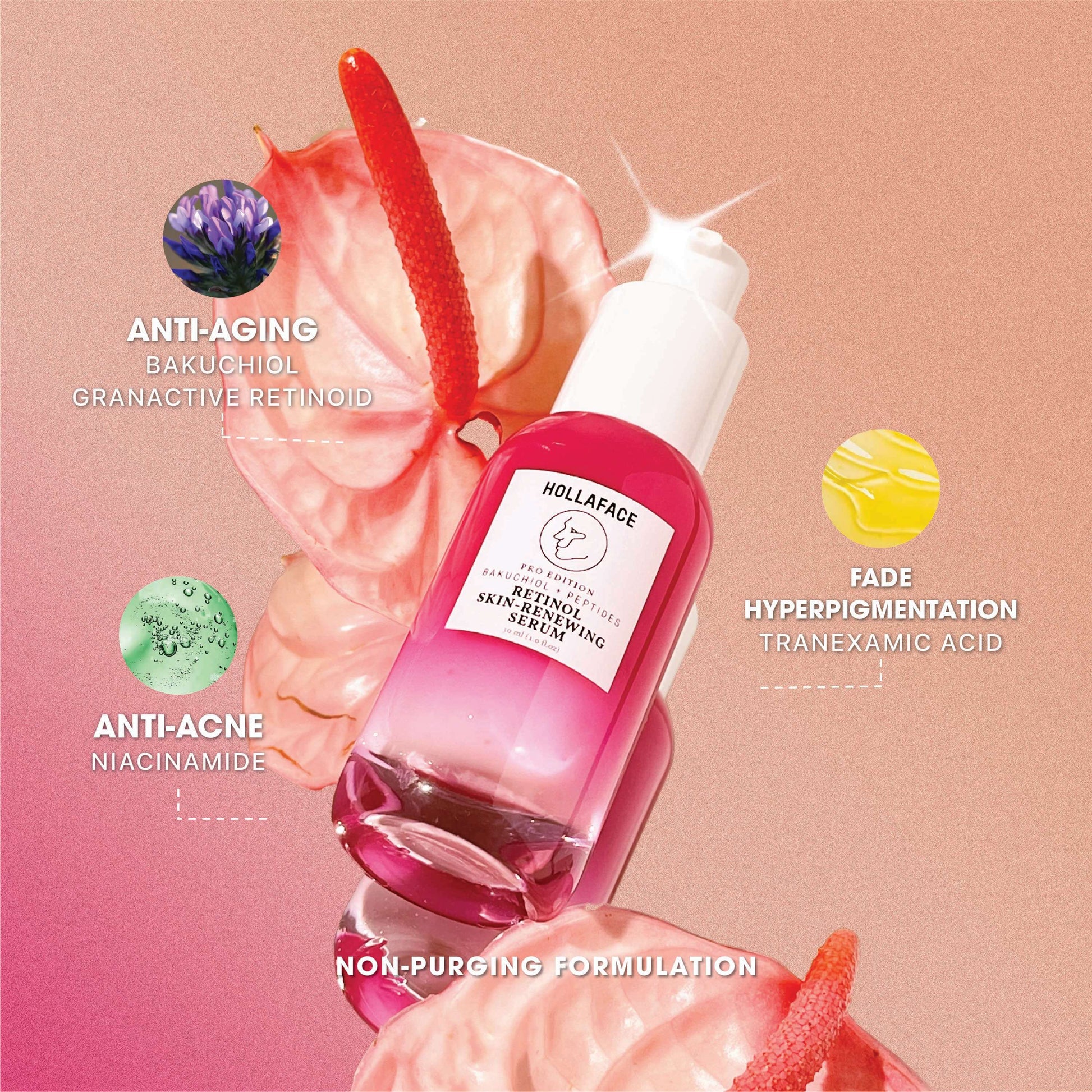 Hollaface Retinol Skin-Renewing Serum (with Bakuchiol + Peptides) (Pro Edition)