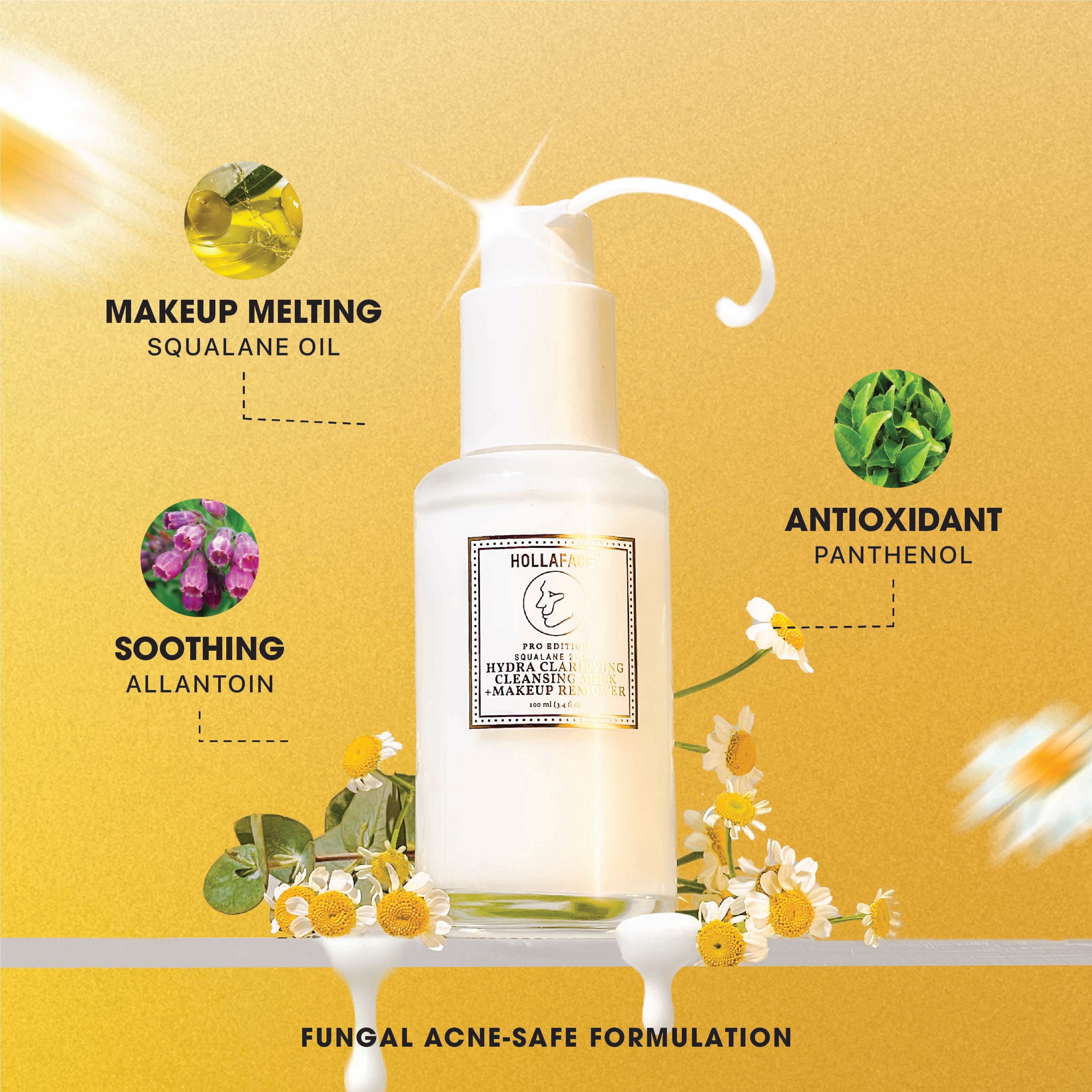 Hollaface Squalane 2-In-1 Hydra Clarifying Cleansing Milk + Makeup Remover (Pro Edition)