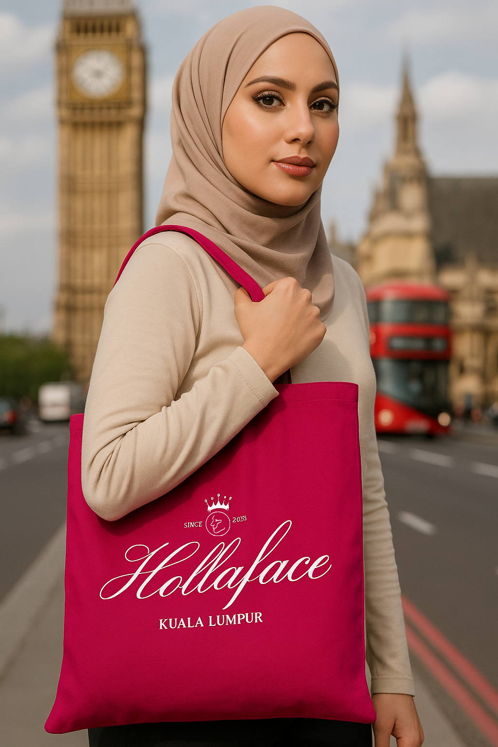HOLLAFACE KUALA LUMPUR LIMITED EDITION MAGENTA TOTE BAG
